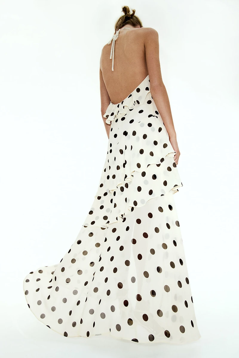 Flounced Halterneck Dress