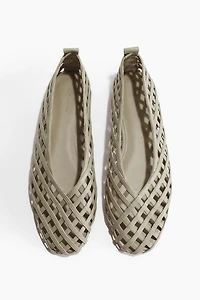 Braided-Look Leather Flats
