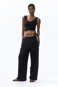 Pantalon en lin mélangé avec foulard