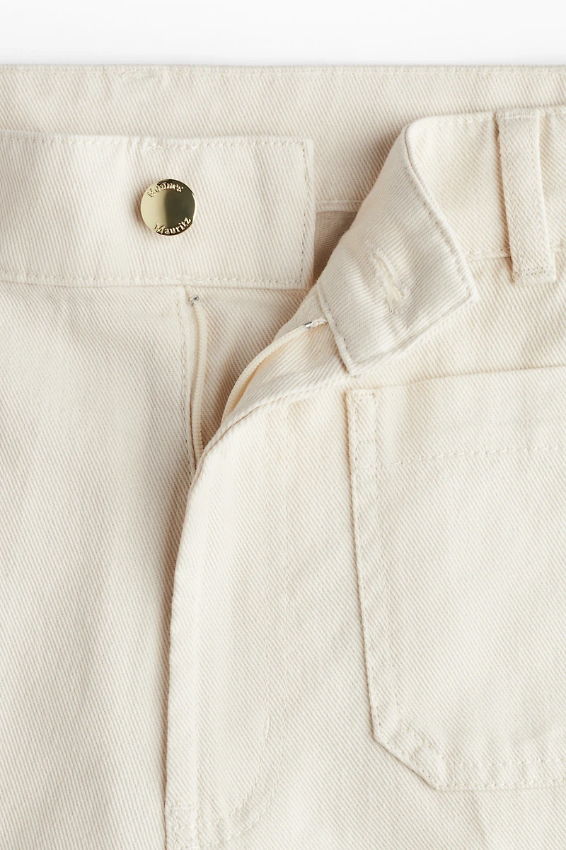 Wide-Leg Twill Pants