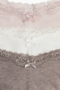 Lot de 5 culottes Hipster en coton avec dentelle