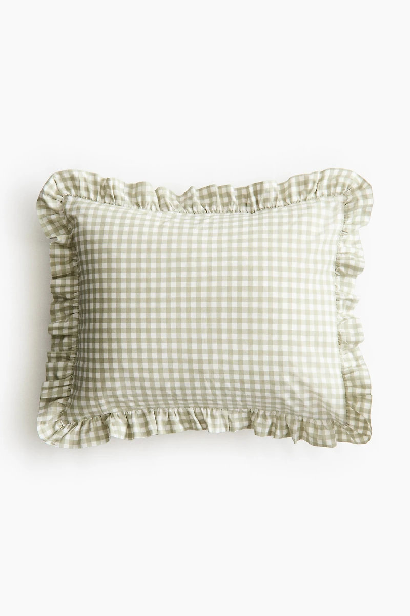 Ruffle-Trimmed Cotton Pillowcase