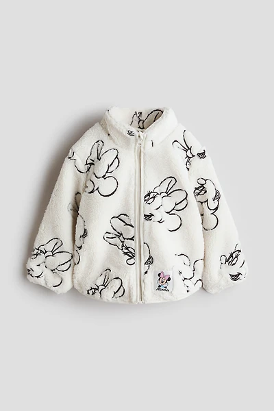 Embroidered-Motif Teddy Fleece Jacket