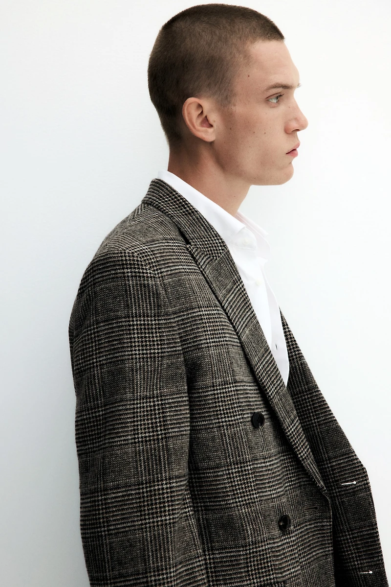 Veste croisée classique en laine mélangée