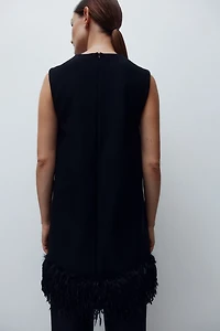 MAMA Fringe-hem mini dress