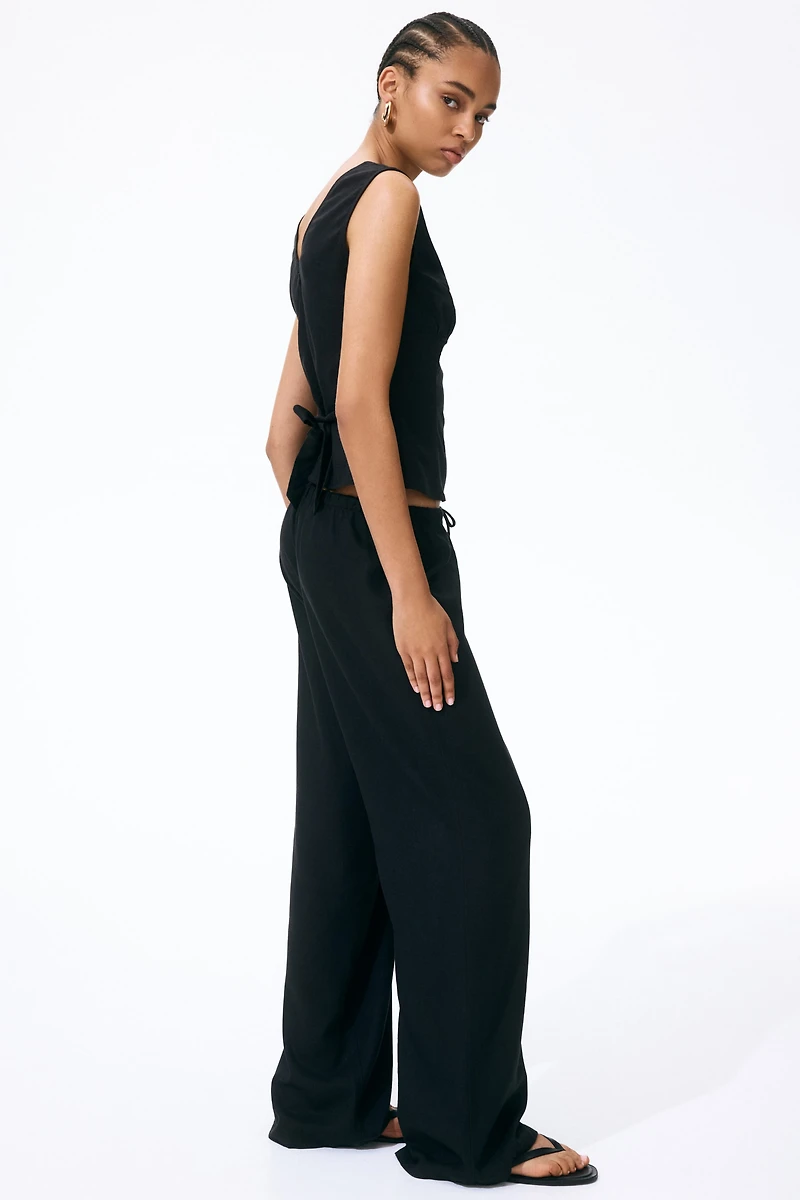 Pantalon à cordon en lin mélangé