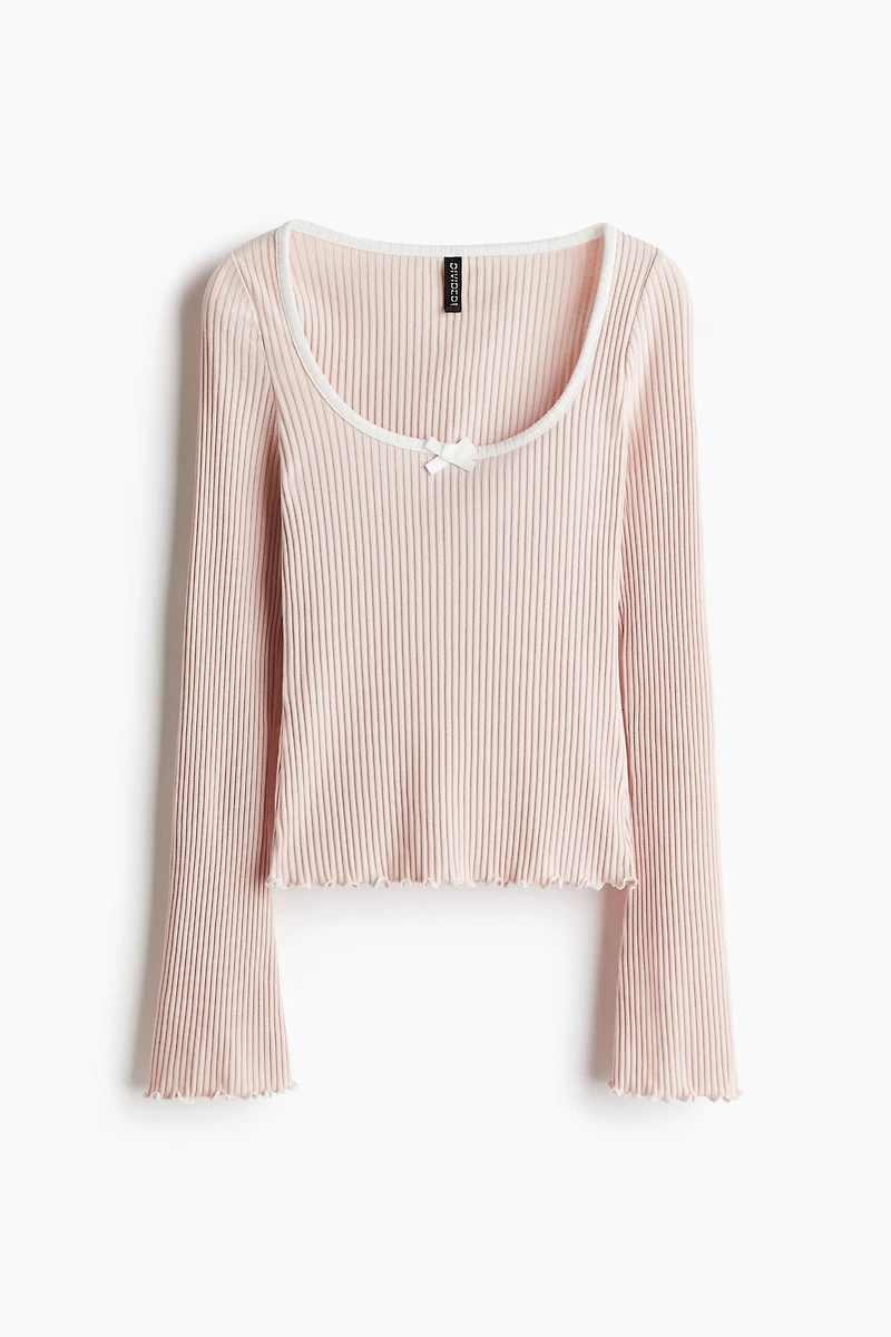 Ribbed Top with Overlocked Trim