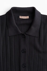 Rib-knit Button-front Top