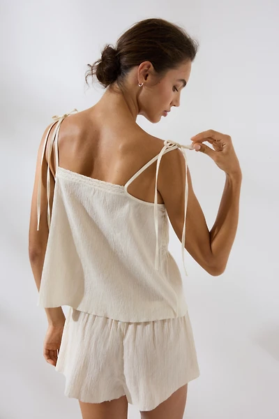 Pyjama en coton avec dentelle