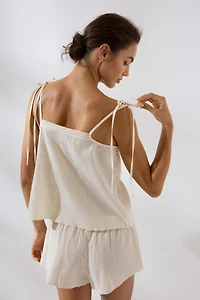 Pyjama en coton avec dentelle