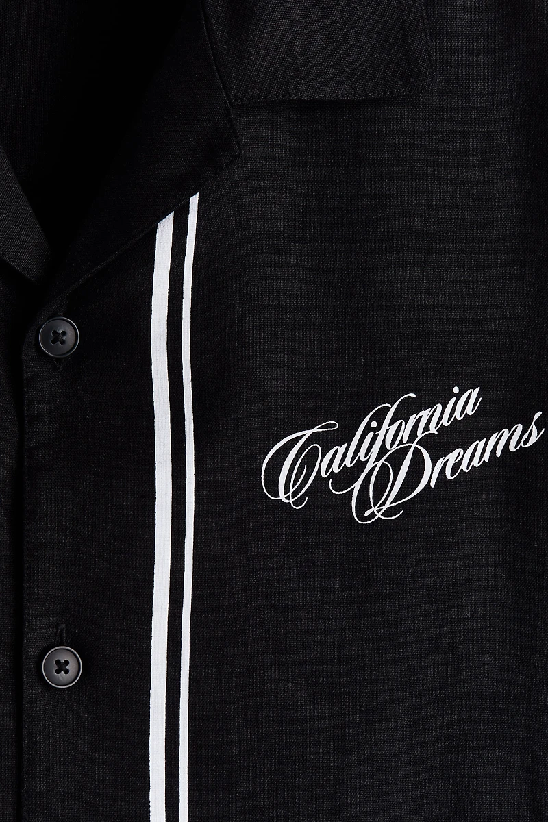 Chemise imprimée décontractée à col cubain