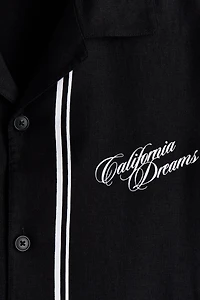 Chemise imprimée décontractée à col cubain