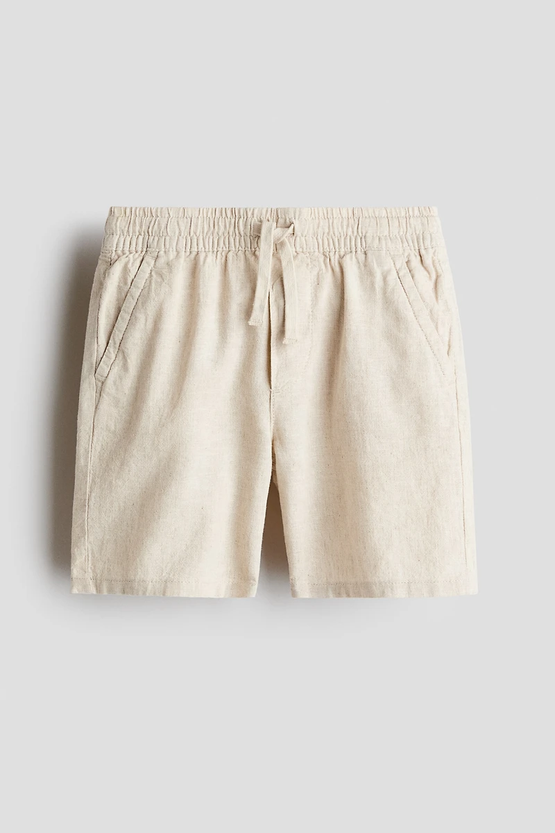 Short à cordon en lin mélangé