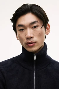 Regular-Fit Cardigan with Zipper