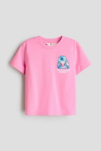 Cotton T-Shirt with Printed Motif