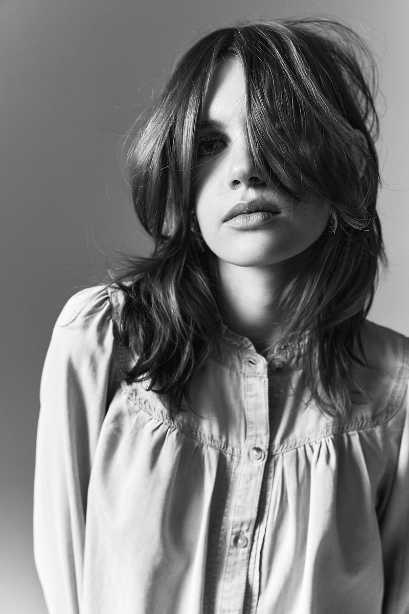 Blouse à volants en denim