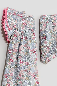 2-Piece Cotton Dress and Bloomers Set