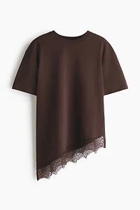 Asymmetric Lace-Trimmed T-Shirt