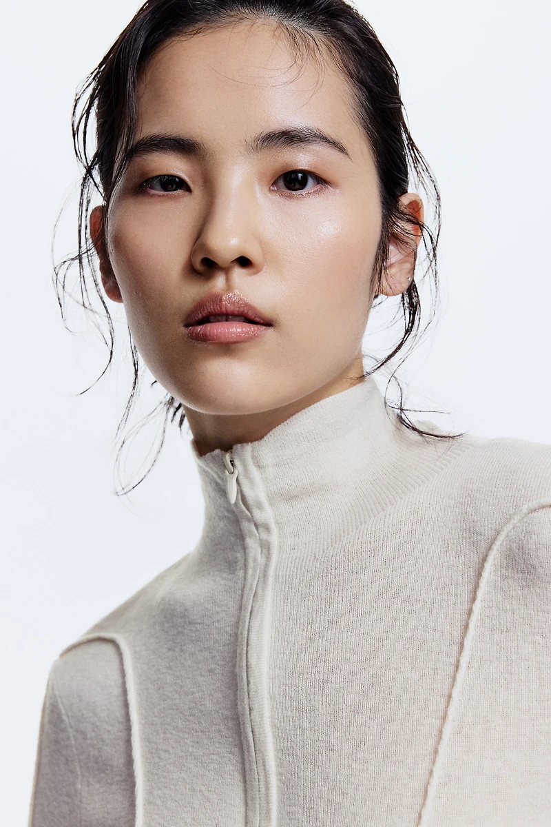 Cashmere-Blend Top with Zipper