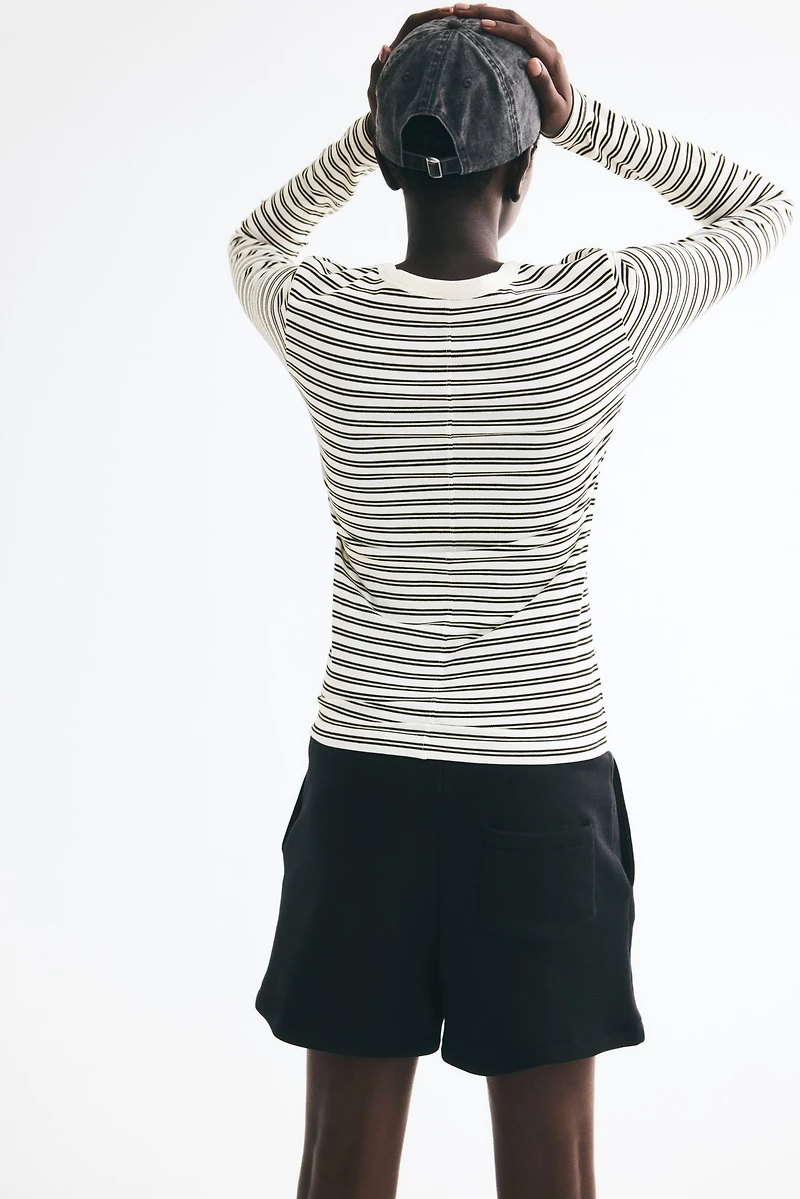 Long-Sleeved Ribbed Top