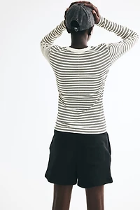 Long-Sleeved Ribbed Top