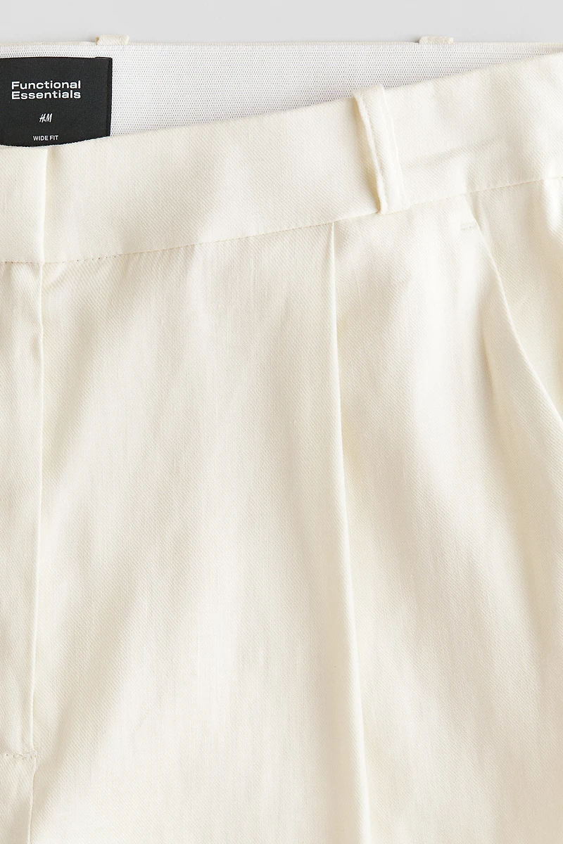 Wide-Leg Linen-Blend Dress Pants