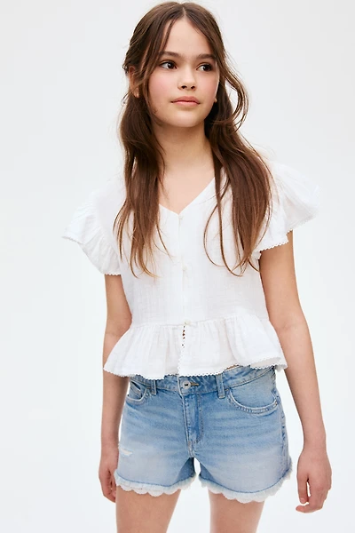 Cotton Denim Shorts