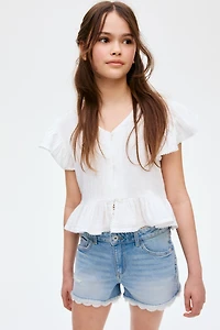 Cotton Denim Shorts
