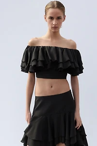 Flounced High-Low Skirt