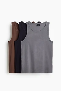 3-Pack Slim-Fit Ribbed Tank Tops