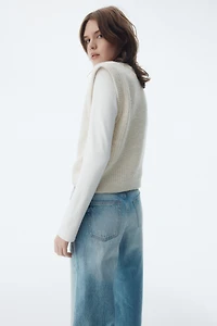 Gilet sans manches en tricot côtelé