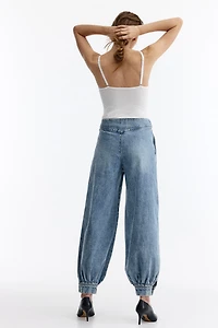 Balloon-leg denim trousers