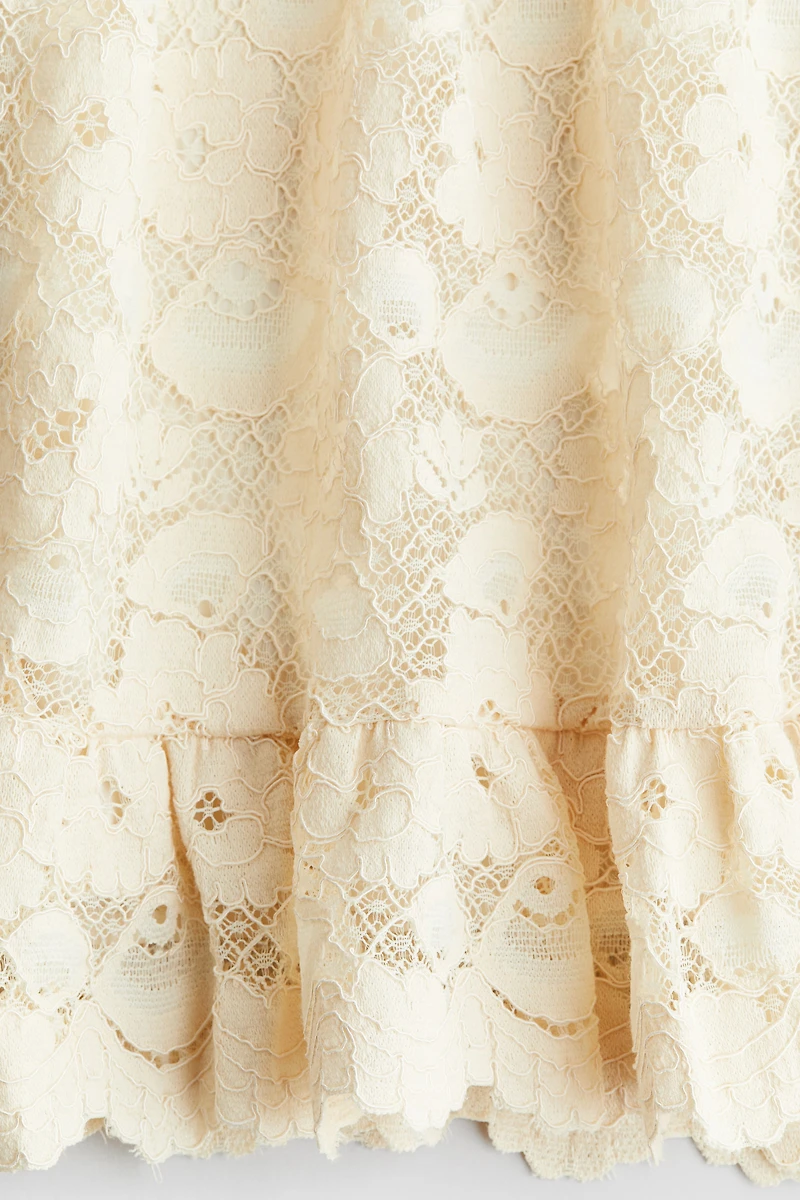 Ruffle-Trimmed Lace Dress