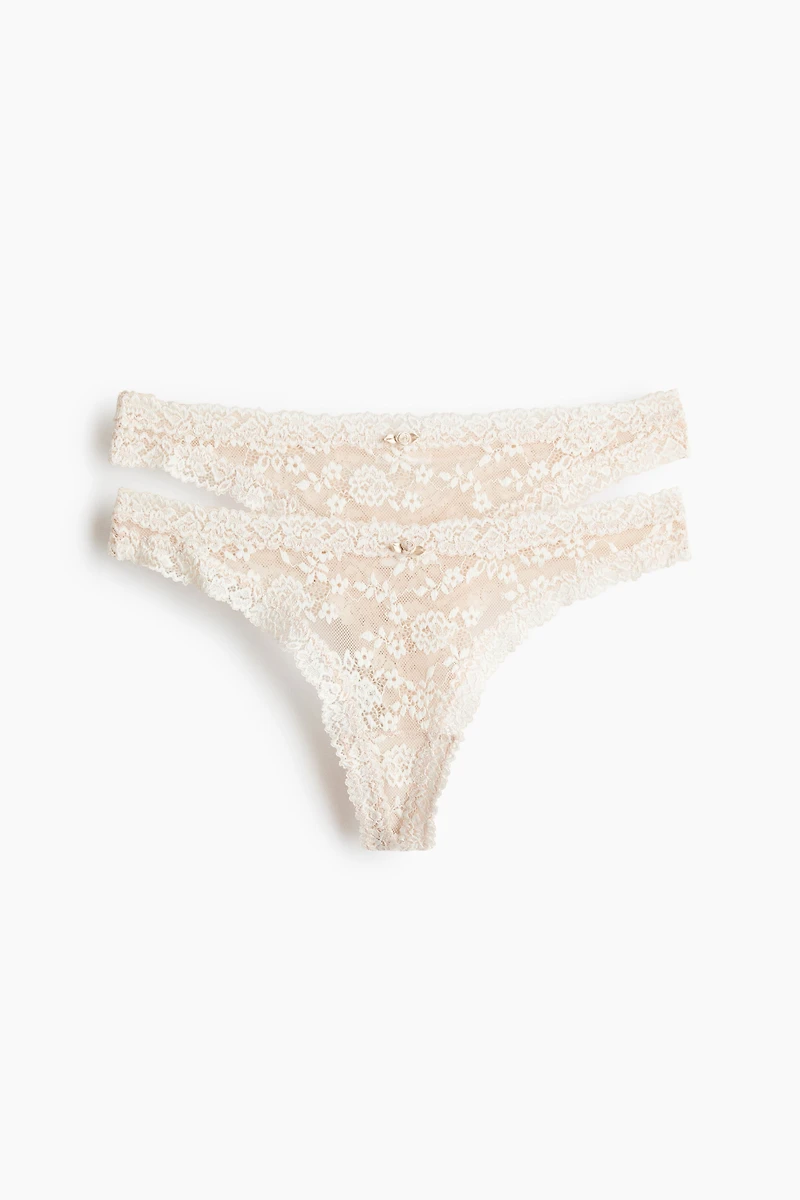 Lot de 2 culottes Tanga en dentelle