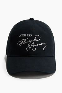 Embroidered-motif Twill Cap