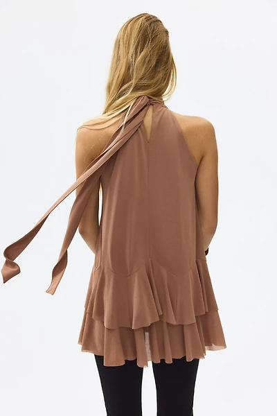 Flounced Tie-Detail Top