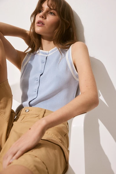 Button-Front Sweater Vest