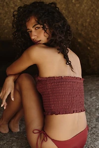 Haut tube de plage smocké