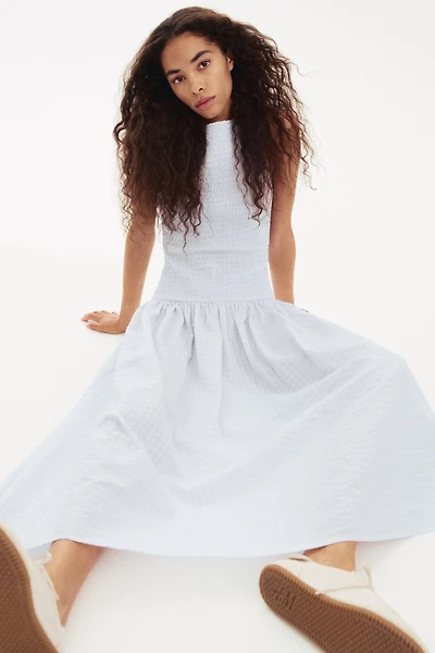Robe nid d'abeille en crépon de coton