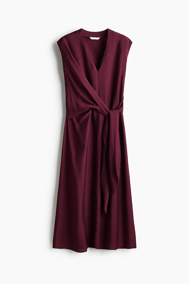 Sleeveless Wrap-Detail Dress