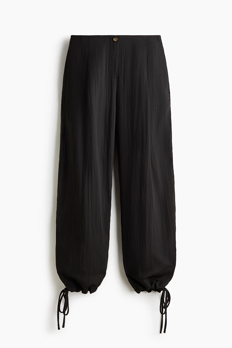Crinkled Barrel-Leg Pants