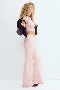 Pantalon évasé en tricot côtelé