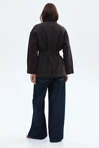 Tie-Belt Denim Jacket