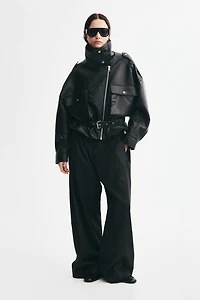 Belt-Detail Biker Jacket