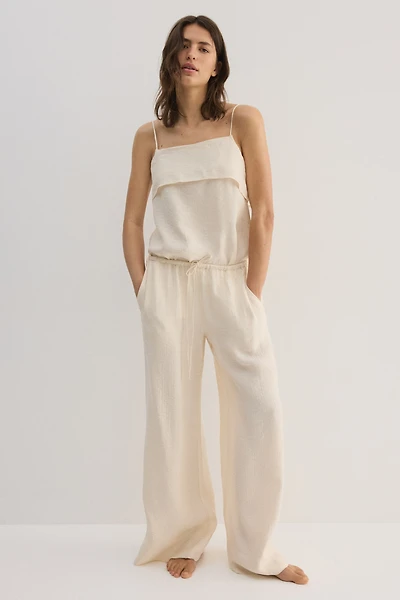 Viscose-Blend Drawstring Pants