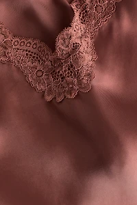 Lace-Trimmed Satin Pajamas