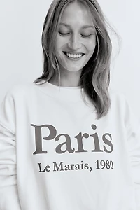 Sweatshirt with Text Motif