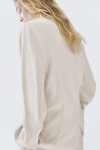 Brooch-Detail Wrap Jacket