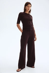 Wide-Leg Twill Pants
