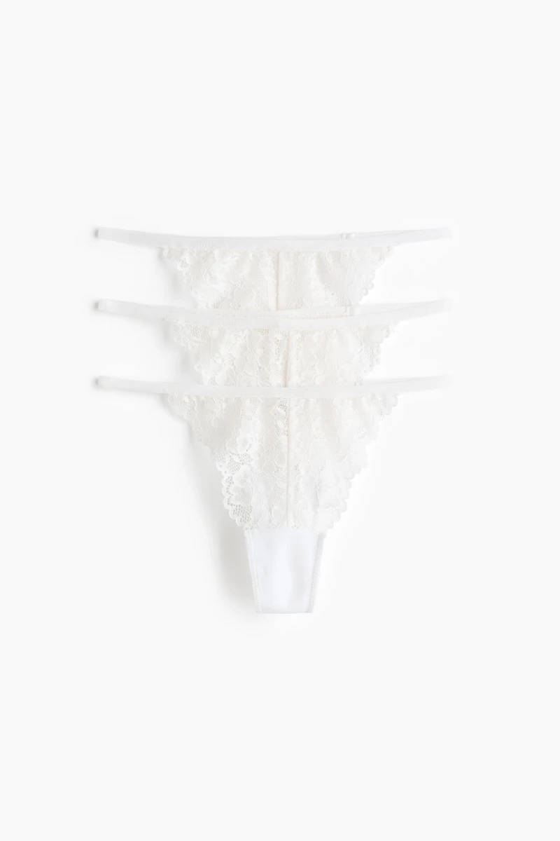 Lot de 3 culottes ficelles Tanga en dentelle